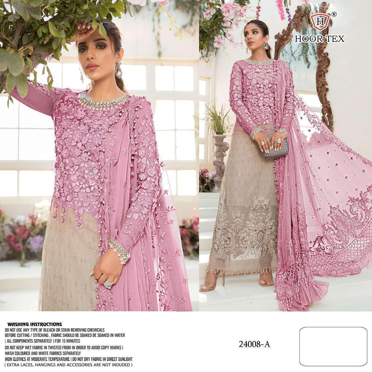 hoor tex 24008 net embroidery sequence work suit