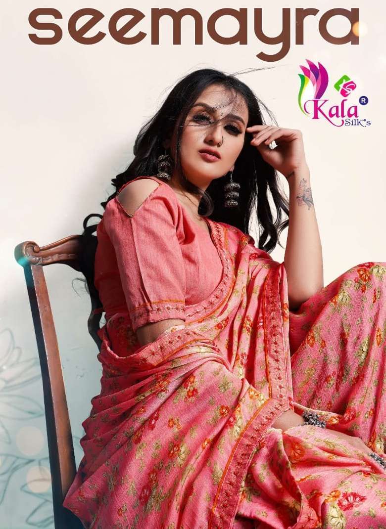 kala silk seemayra series 11001-11008 moss chiffon saree