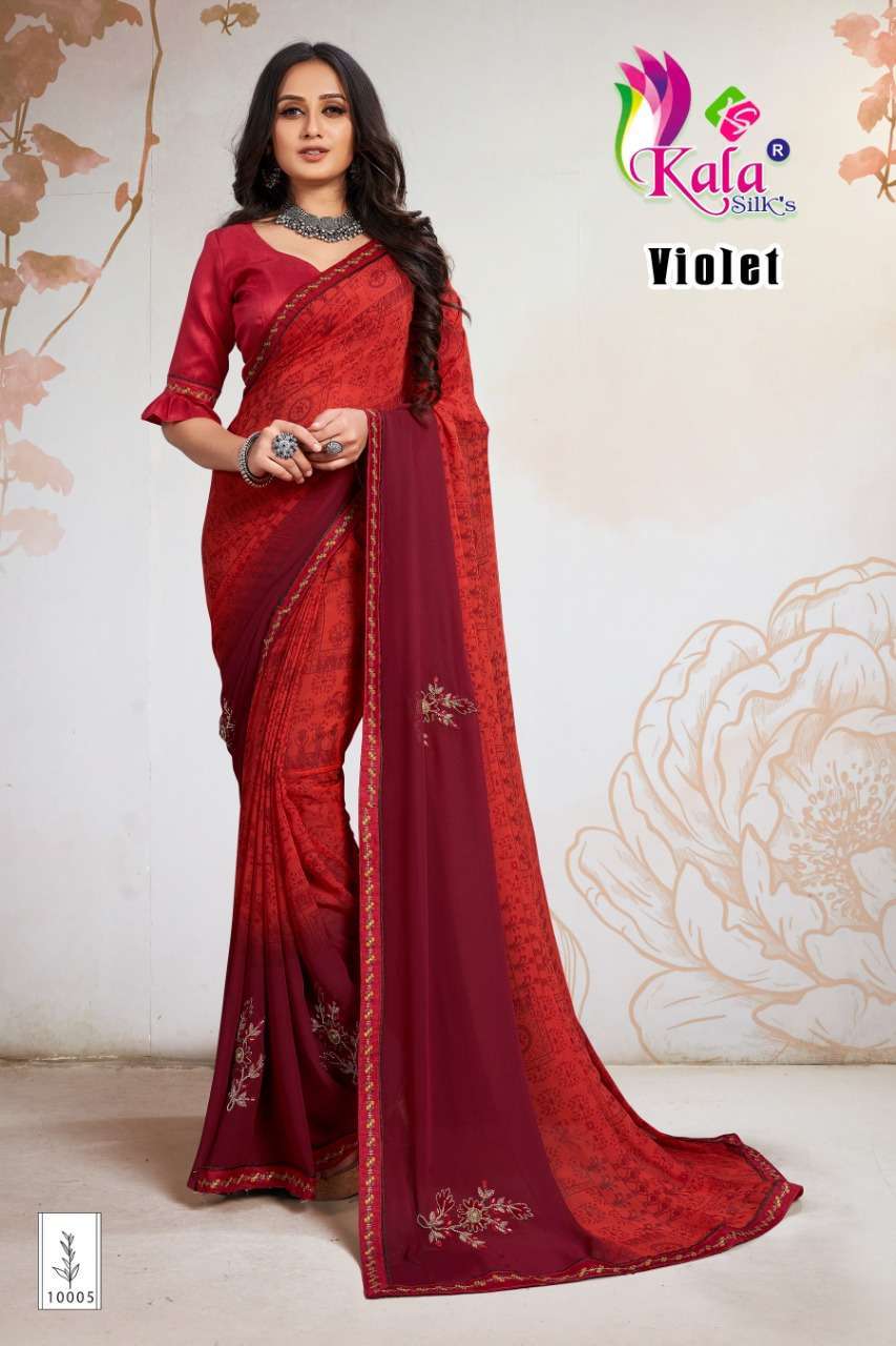 kala silks voilet series 10001-10008 weightless pading fabrics saree