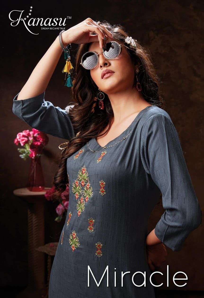 kanasu miracle series 8501-8508 heavy liquid rayon slub kurti 
