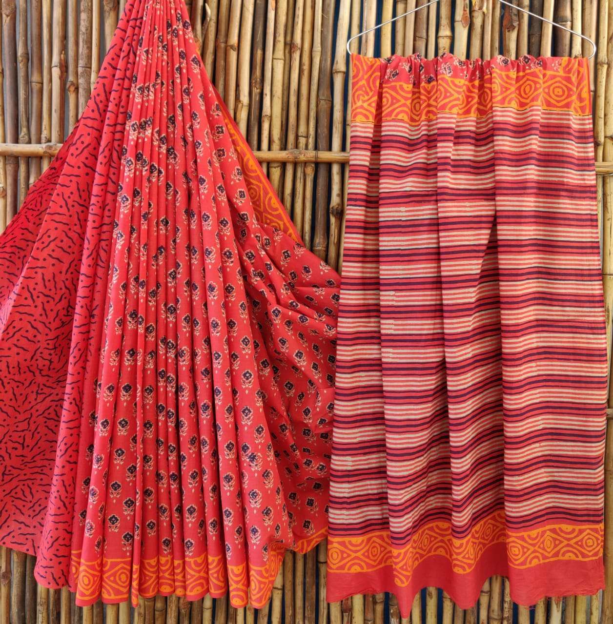 kc pushpa vol 1 hand block printed cotton mul saree