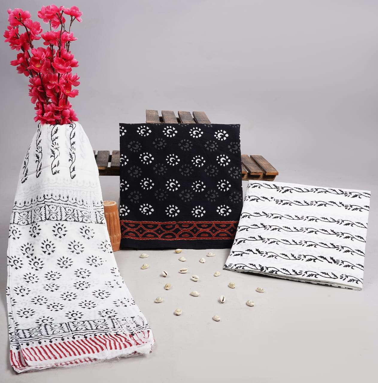 kc srivalli vol 1 hand block printed cotton suits with cotton dupatta