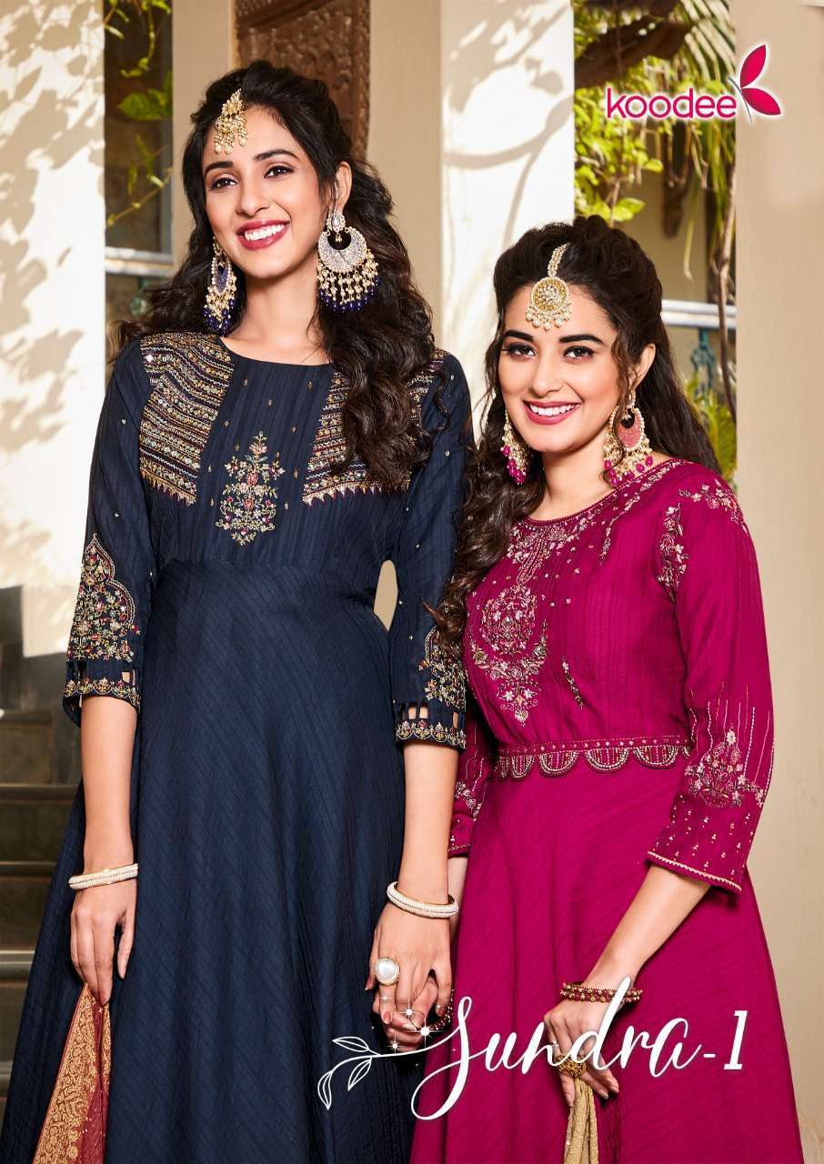 koodee sundra vol 1 series 6055-6060 fancy viscose kurti with dupatta