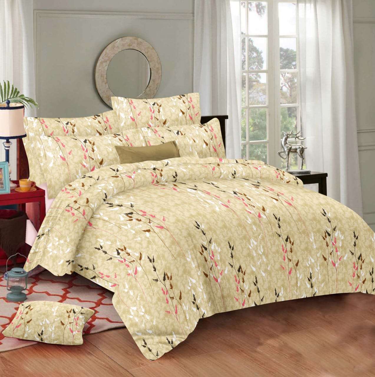 krisha 1 bedsheets with 1 double bed dohar and 2 pillow cover set