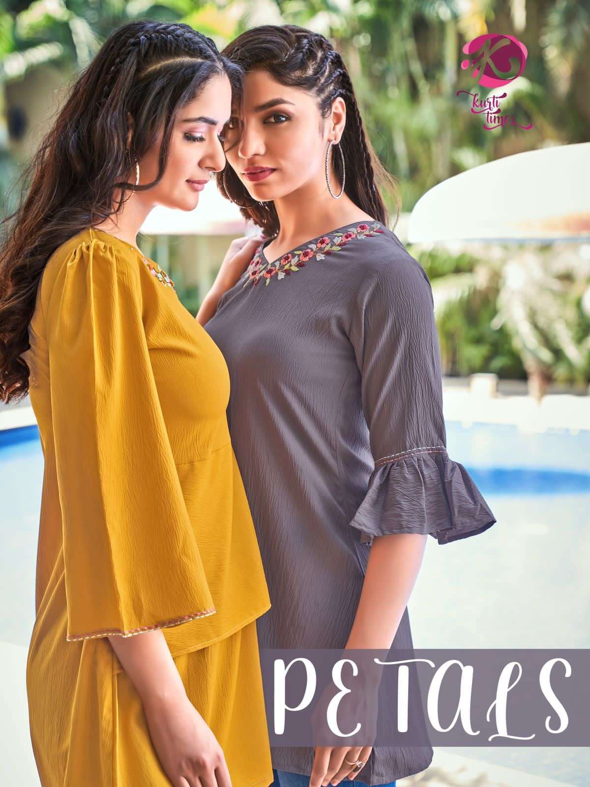 kurti times petals series 1100-1103 fancy fabric kurti 