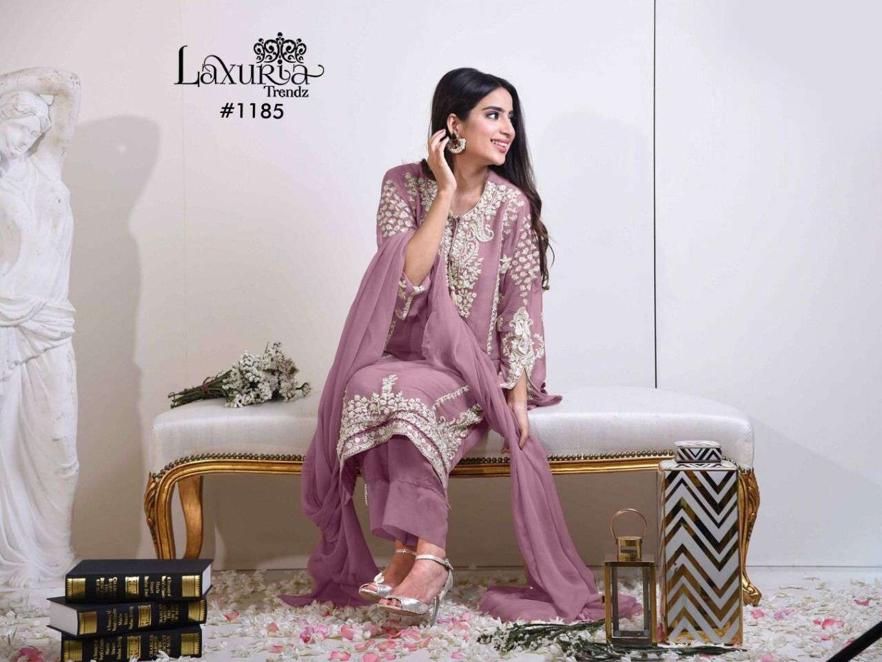 laxuria trendz 1185 faux Georgette Tunic Handwork  & Stylish Pattern In Sleeve