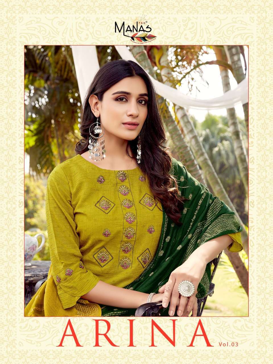 manas arina vol 3 series 6013-6018 Fancy weaving butti readymade suit 