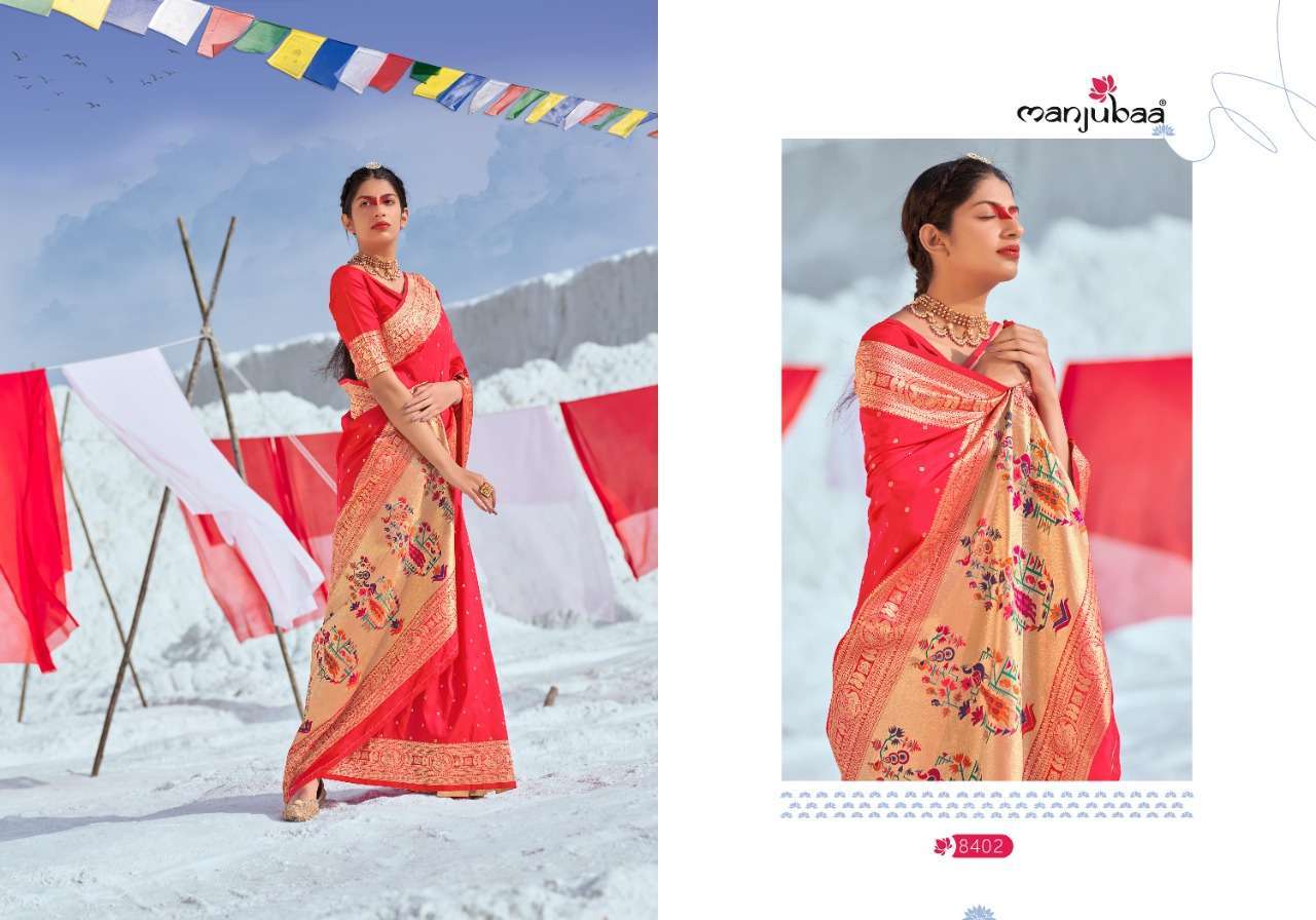 manjubaa malini paithani series 8401-8408 banarasi silk saree