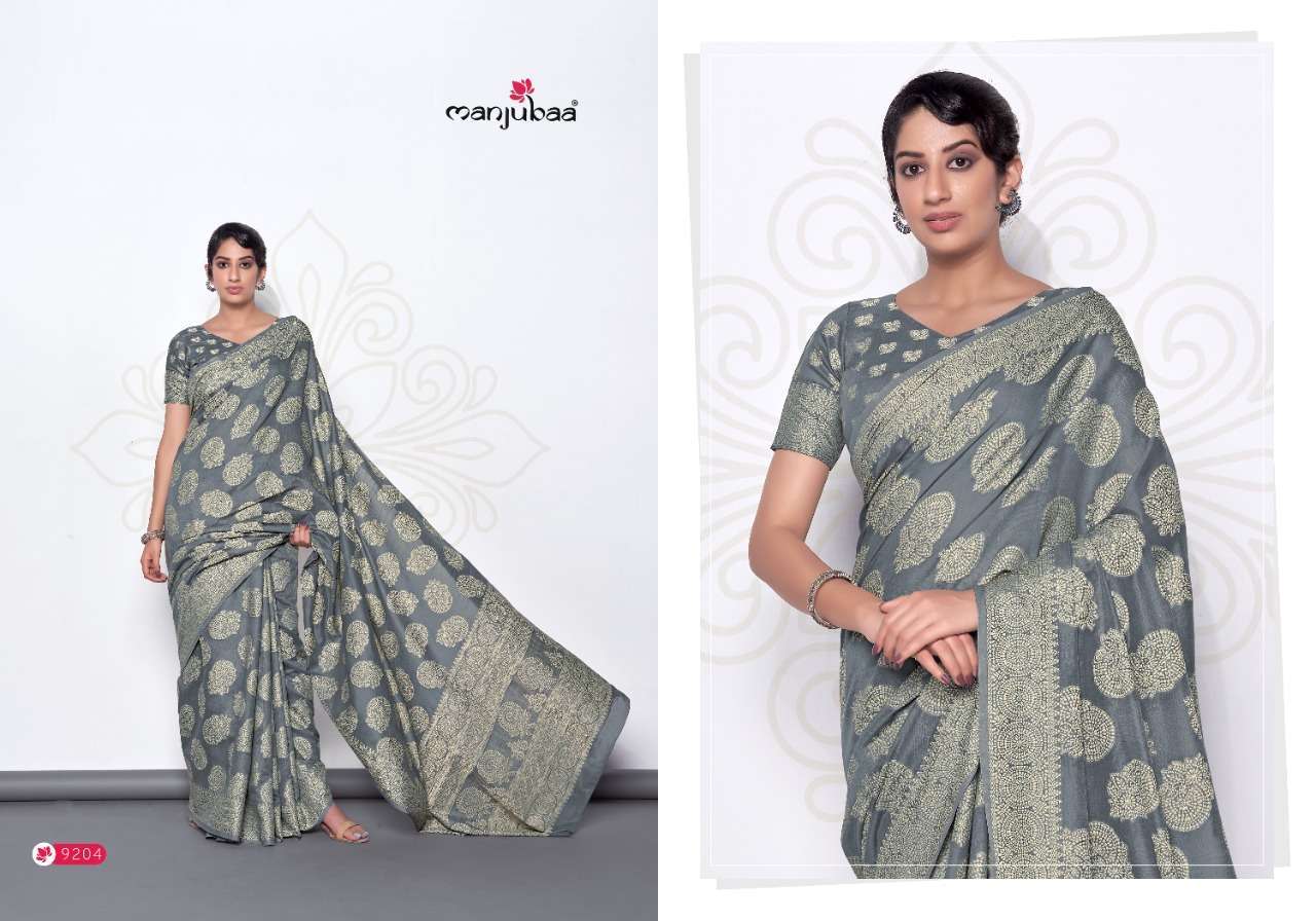 manjubaa muskaan silk vol 2 series 9201-9206 lucknowi cotton saree