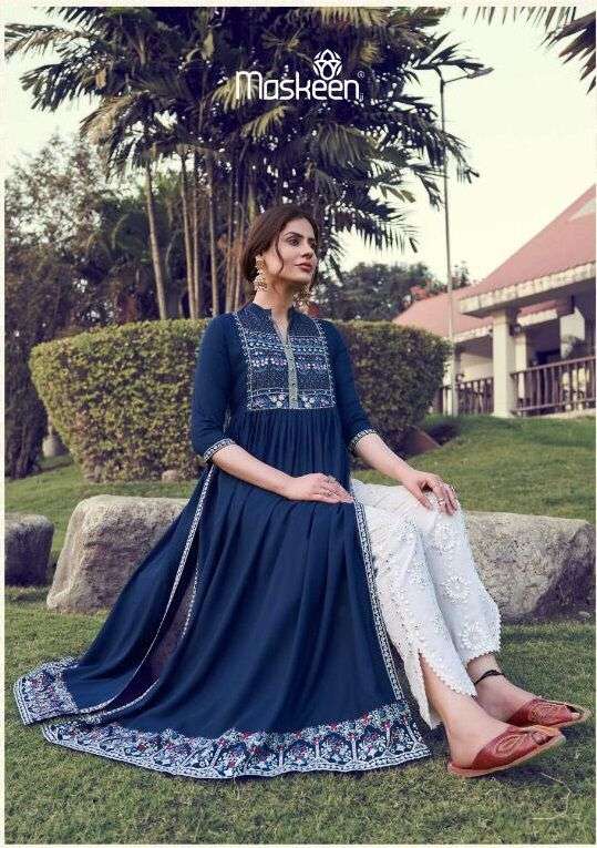 MASKEEN LAKHNAVI MONSOON 2 DESIGNER HEAVY RAYON KURTI 