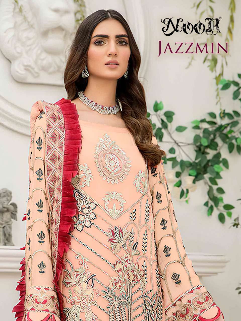 noor jazzmin series 11205-11207 georgette net suit 