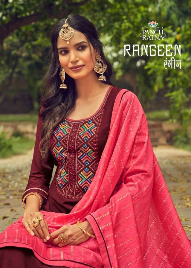 panch ratna rangeen series 11591-11595 Heavy Parampara Silk suit