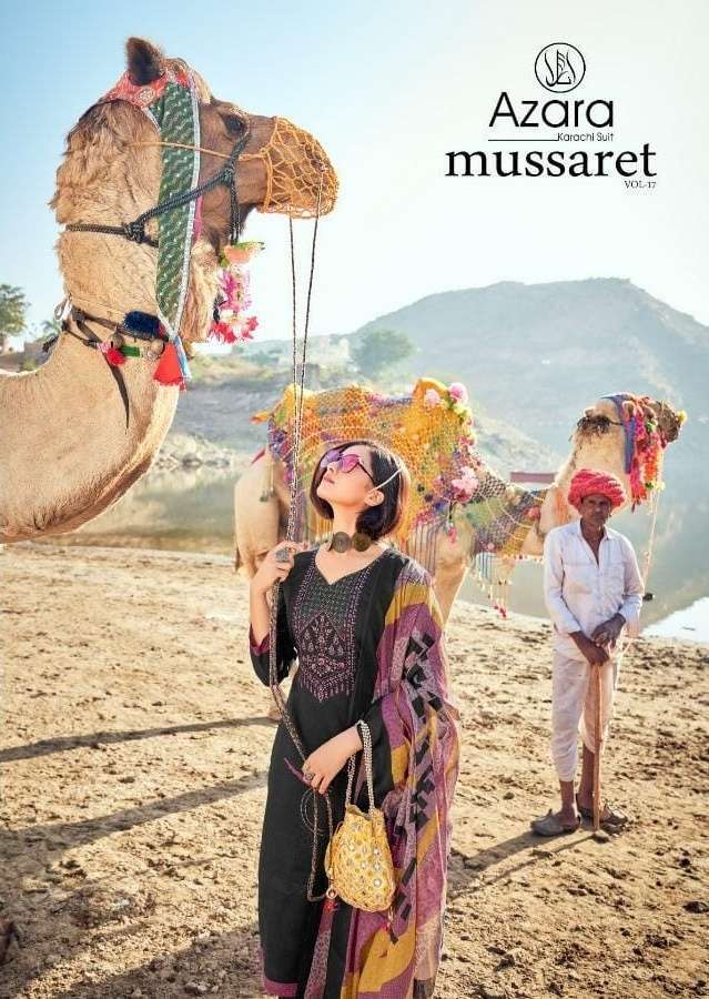 radhika azara mussaret vol 17 series 19001-19008 pure cambric cotton suit 
