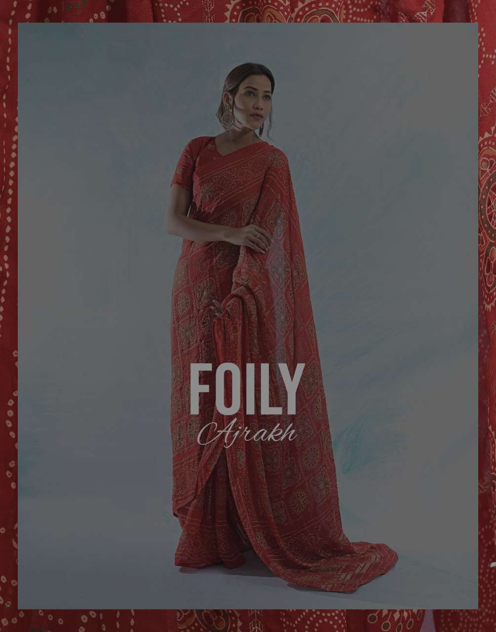 RAJYOG FOILY AJRAKH DESIGNER CHIFFON SAREE 