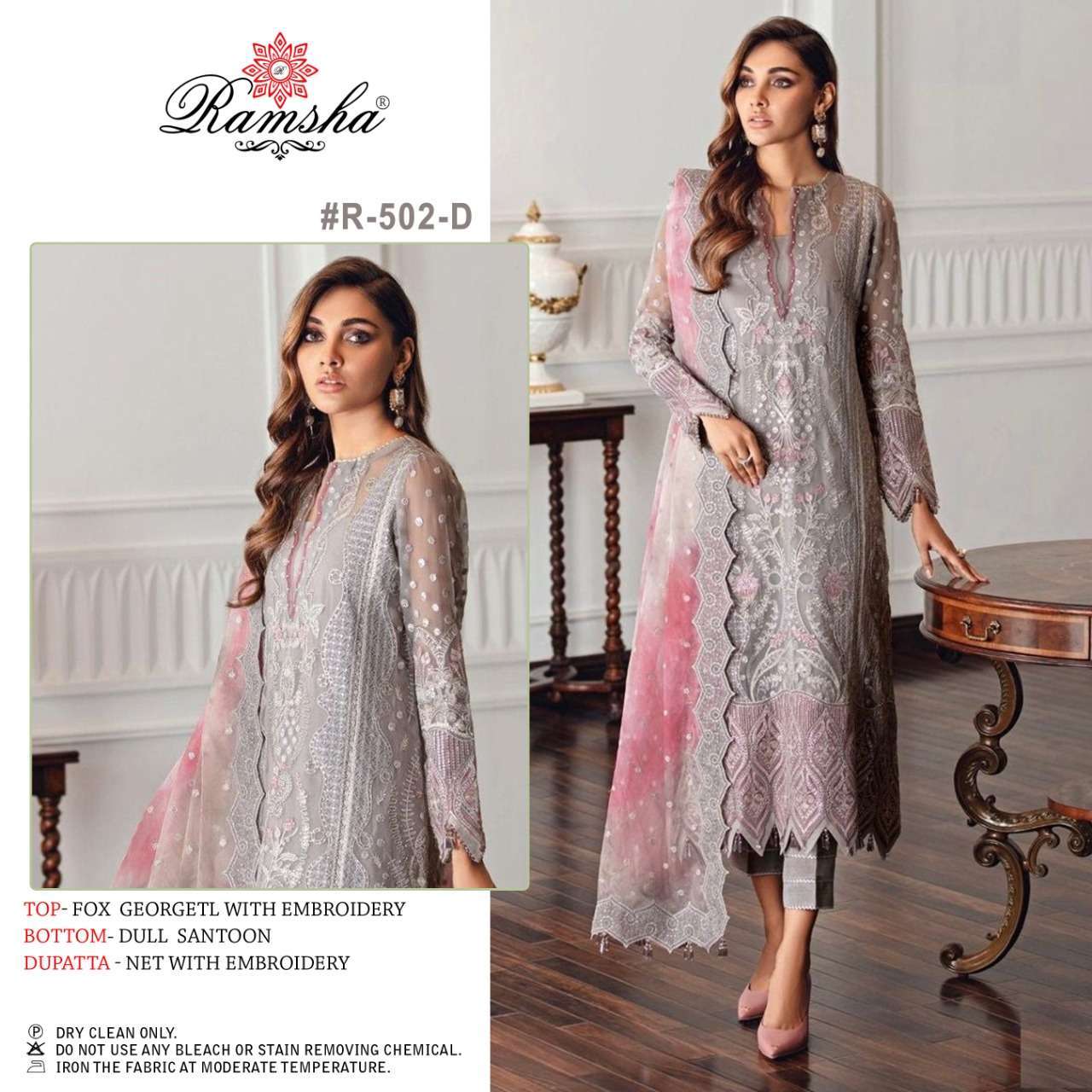ramsha vol 22 nx R-502 georgette with heavy embroidery suit 