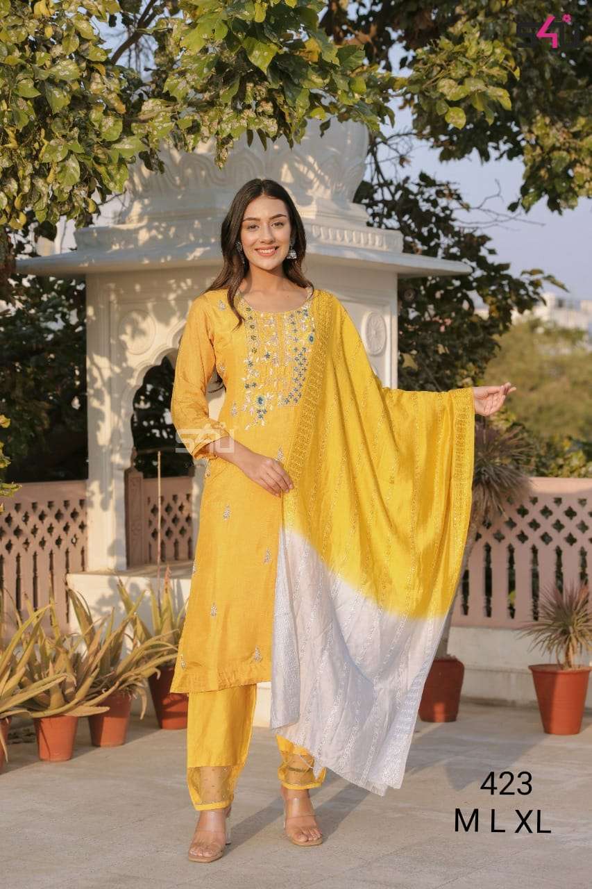 s4u 423 design combo set of readymade top with bottom and dupatta