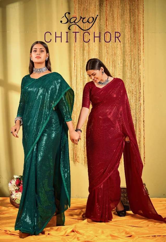 saroj chitchor series 1001-1006 heavy georgette saree
