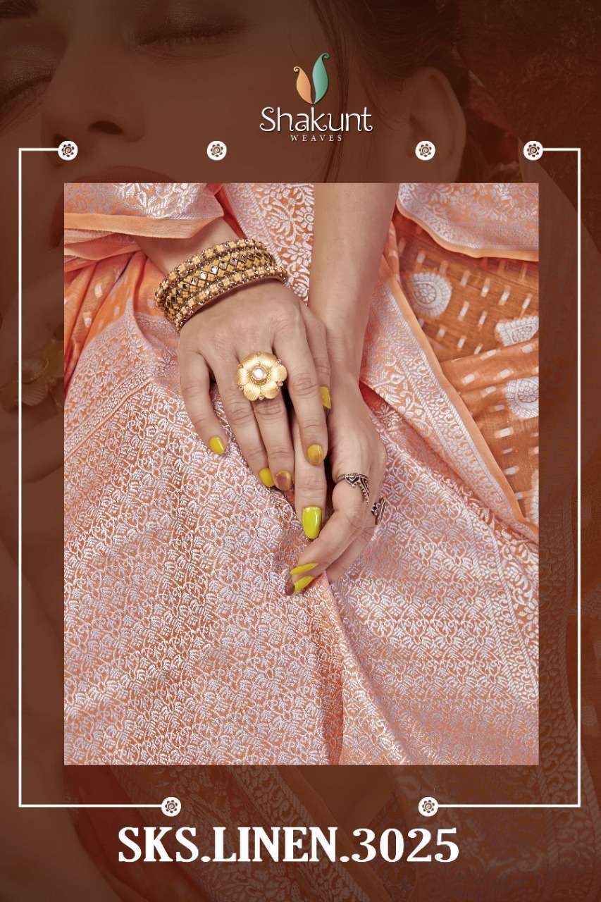 shakunt sks 3025 series 81061-81066 linen saree