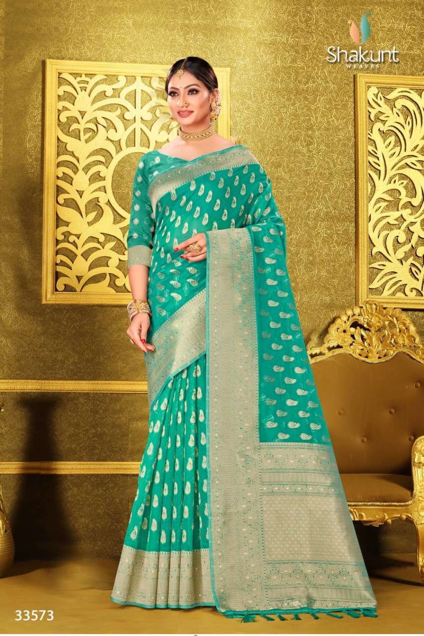 shakunt sks 618 series 33571-33576 organza saree