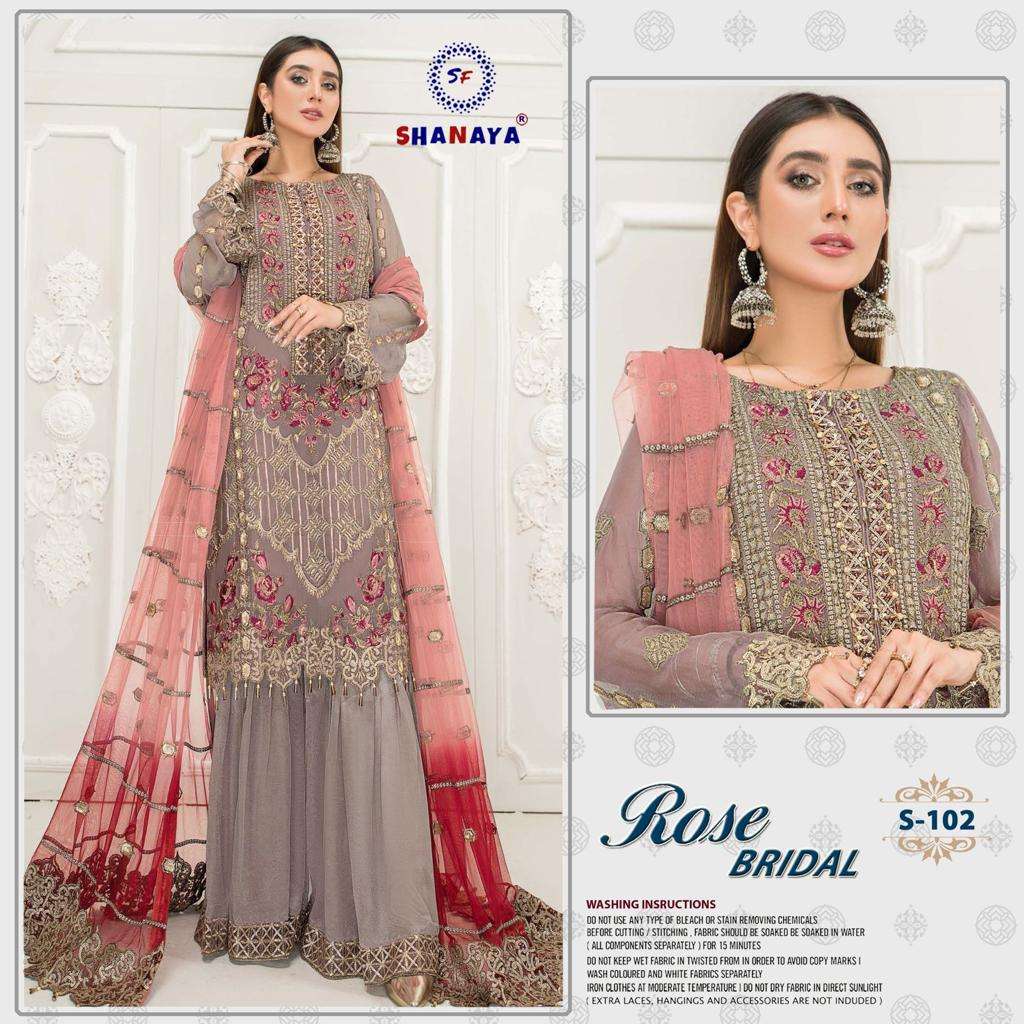 SHANAYA ROSE BRIDEL S-102 DESIGNER HEAVY FAUX GEORGETTE SUIT 