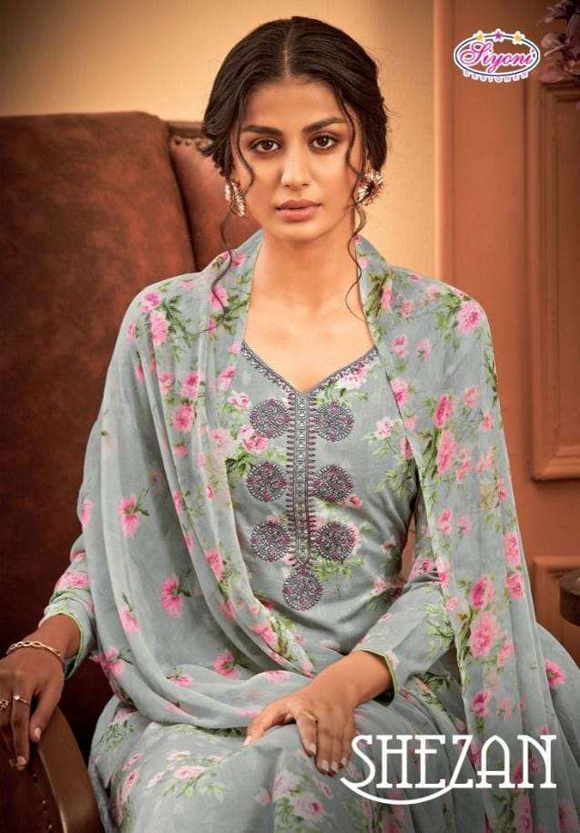 siyoni shezan series 10001-10008 pure heavy cambric cotton suit 