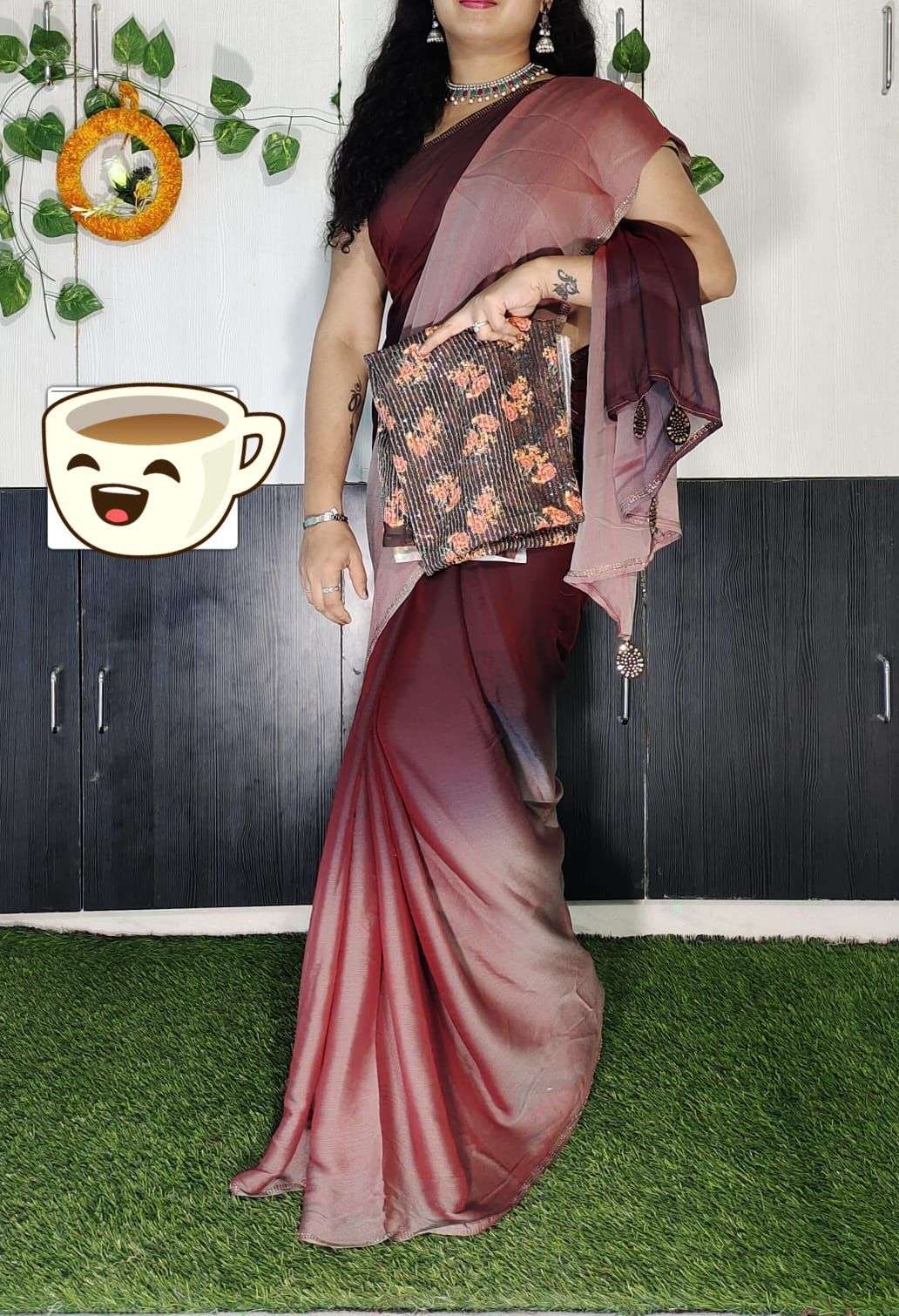 SR SAREES ARUNA DESIGNER 3D VELVET CHIFFON SAREE 