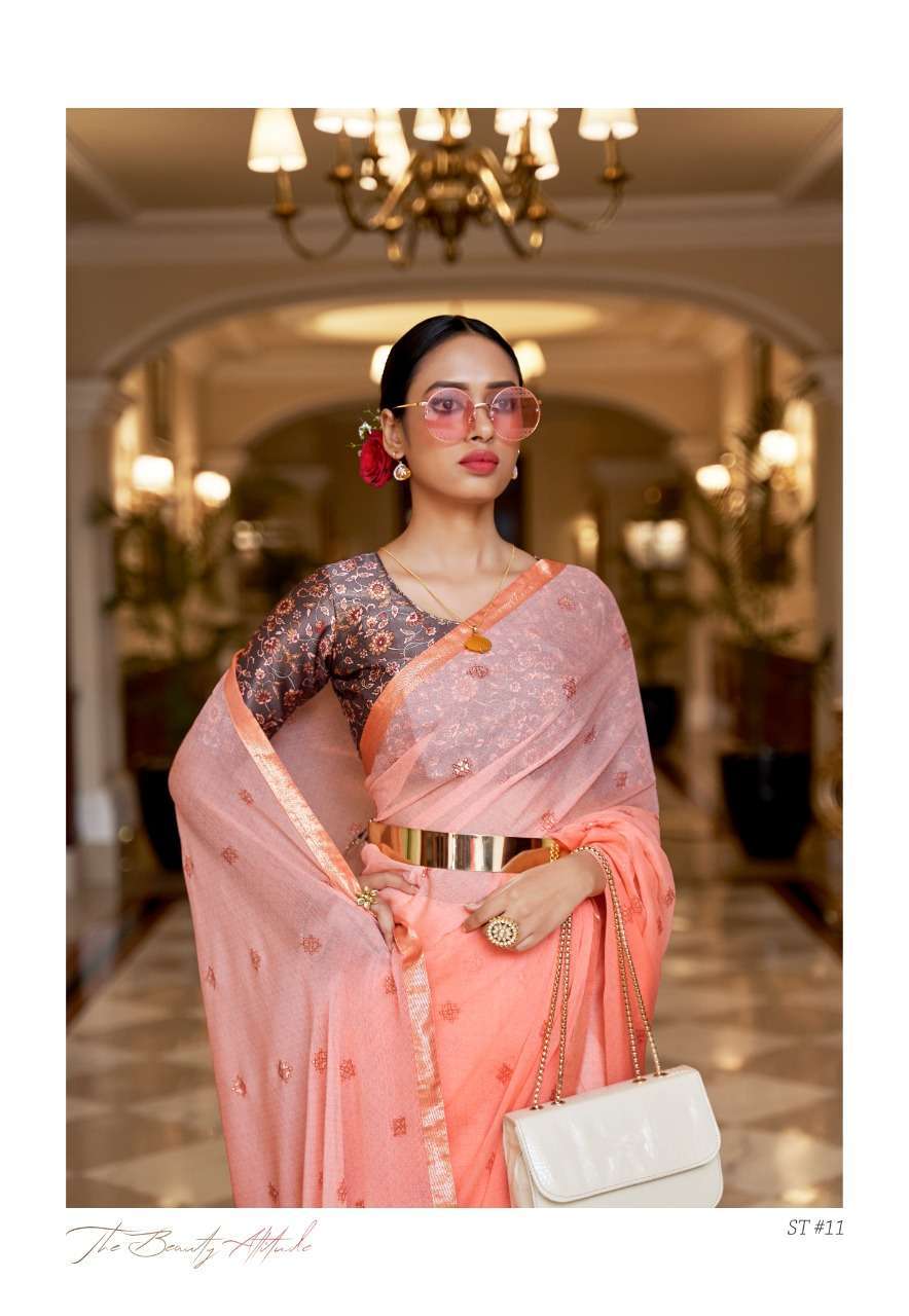 stavan sabhyata vol 2 series 11-20 pure chiffon saree
