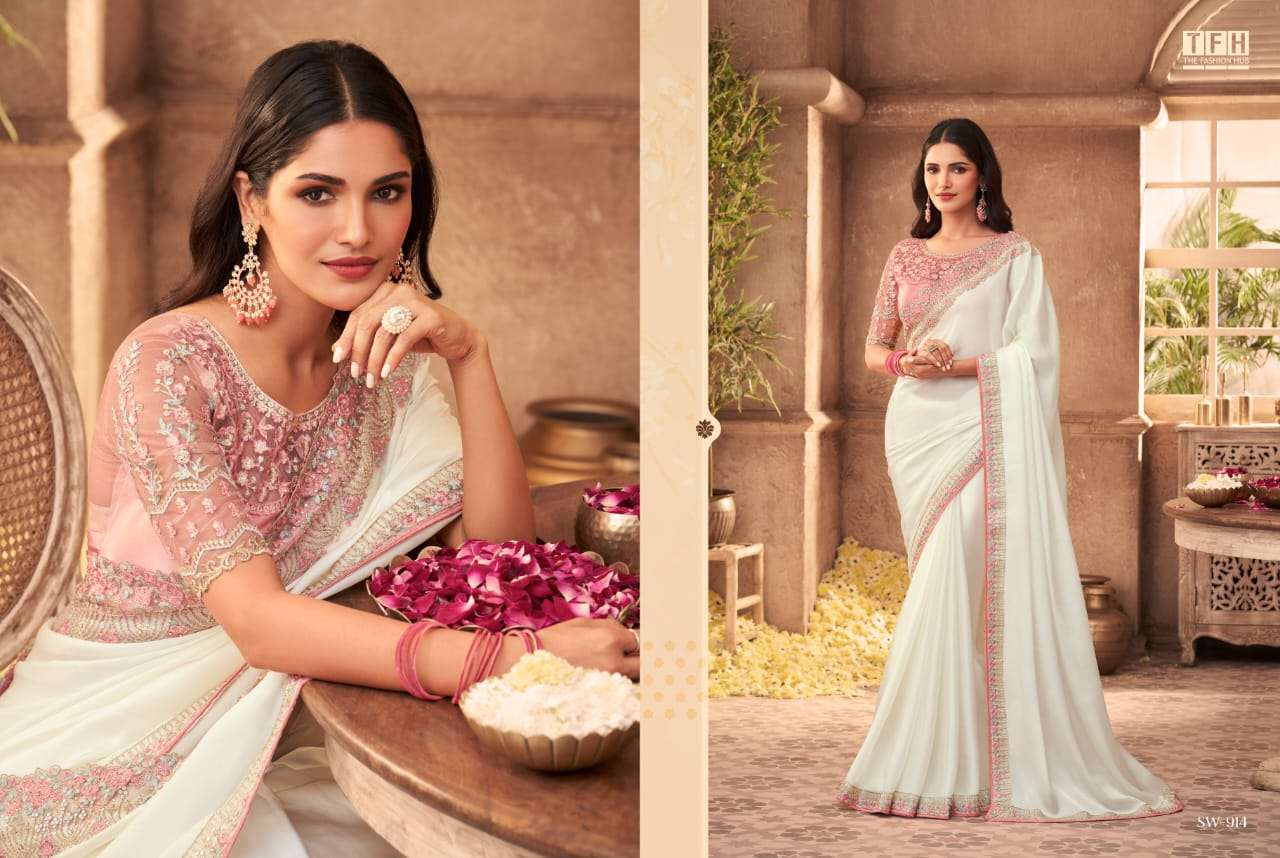 TFH SANDALWOOD 9TH EDITION DESIGNER SATIN SILK SAREE