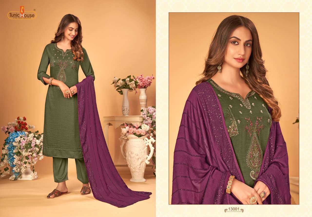 tunic house sukun series 13001-13004 muslin silk readymade suit 