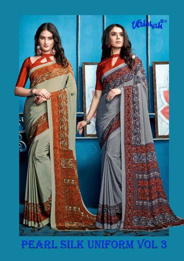 vaishali pearl uniform vol 3 crape silk printed saree