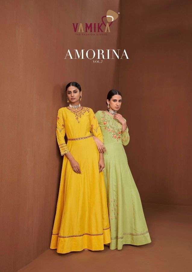 vamika amorina vol 7 series 22032-22036 muslin silk gown