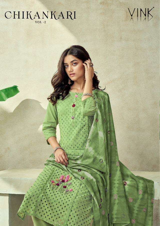 vink chikankari vol 2 series 1551-1556 pure cotton readymade suit 