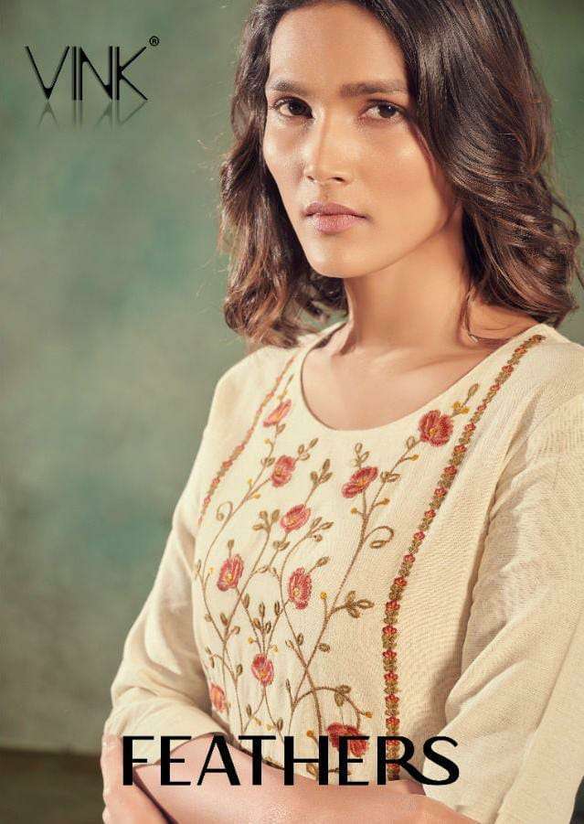 Vink feathers series 1001-1006 premium linen cotton kurti 