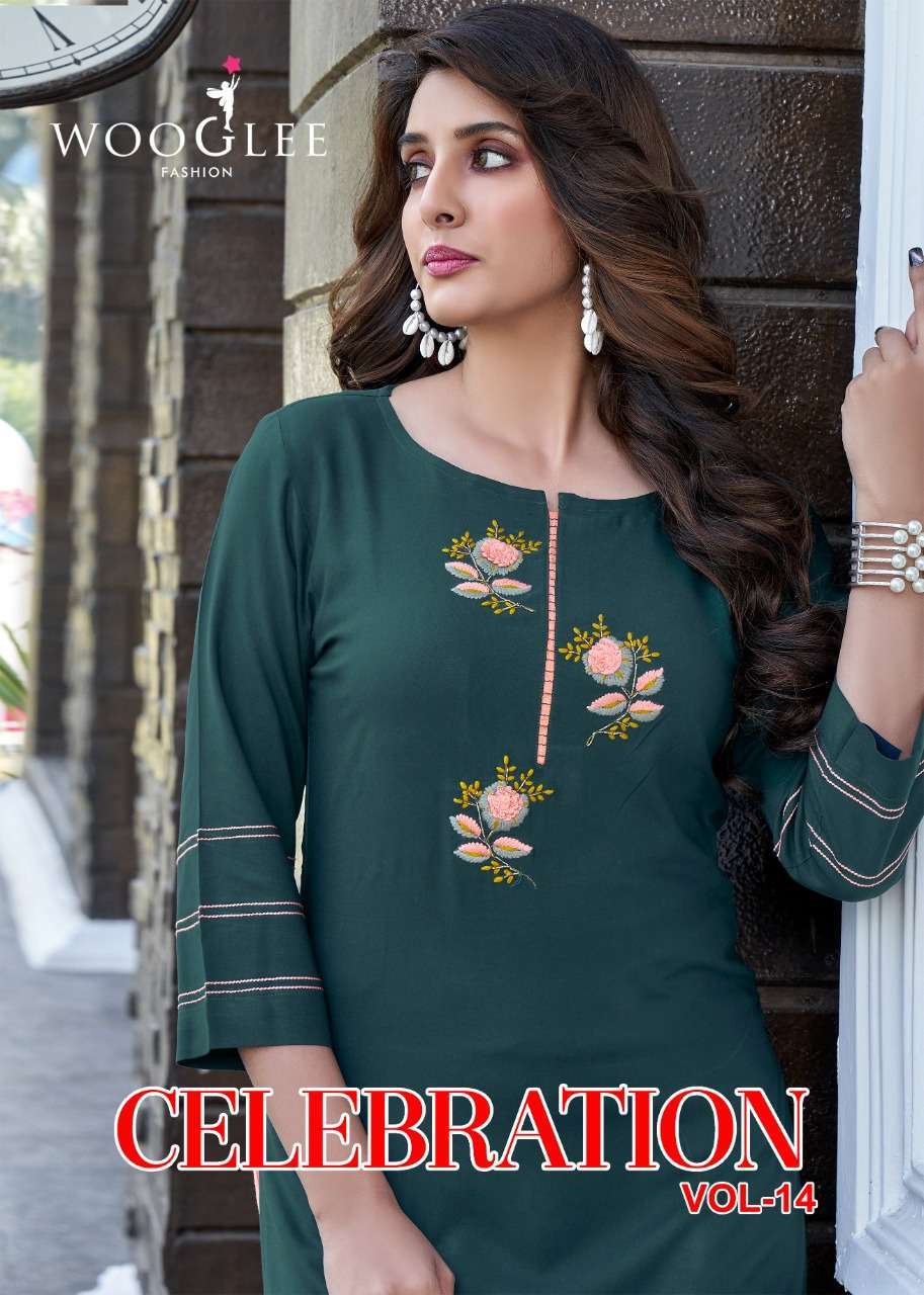 wooglee celebration vol 14 series 1088-1093 heavy rayon kurti 