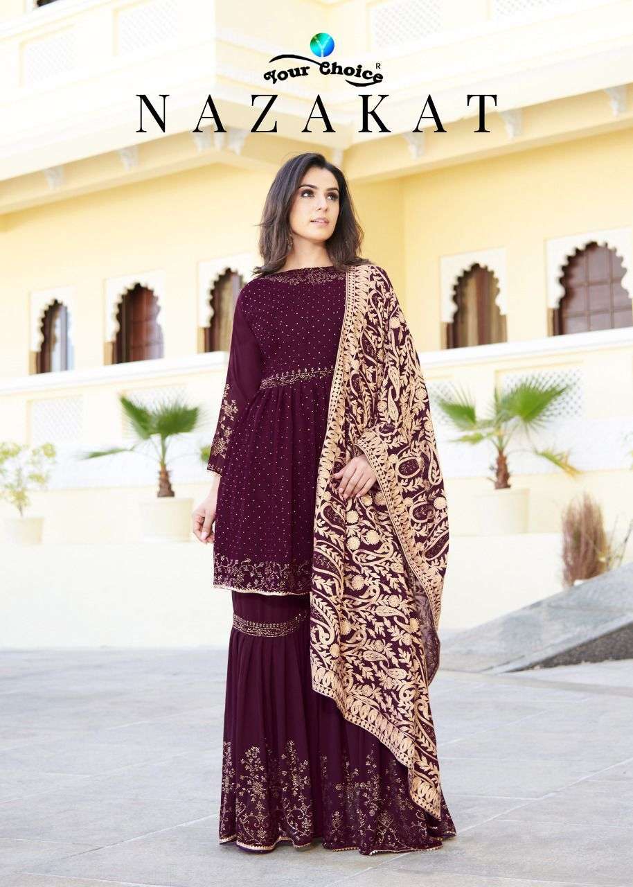 your choice nazakat series 4130-4133 blooming georgette suit 