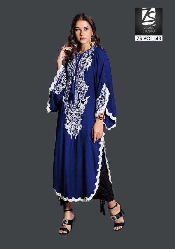 zara vol 43 Pure faux georgette long top With Classic Embroidery 