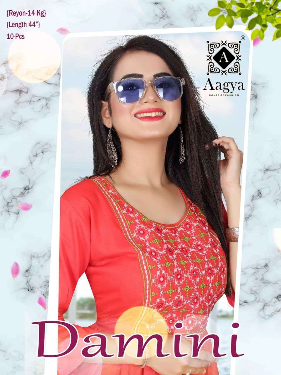 aagya Damini series 001-010 14 kg rayon kurti 