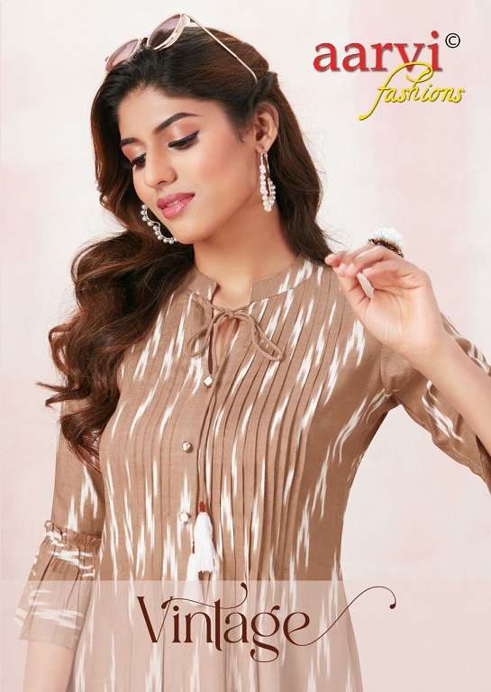 Aarvi Vintage Vol-1 series 6025-6030 Pure Rayon Print kurti