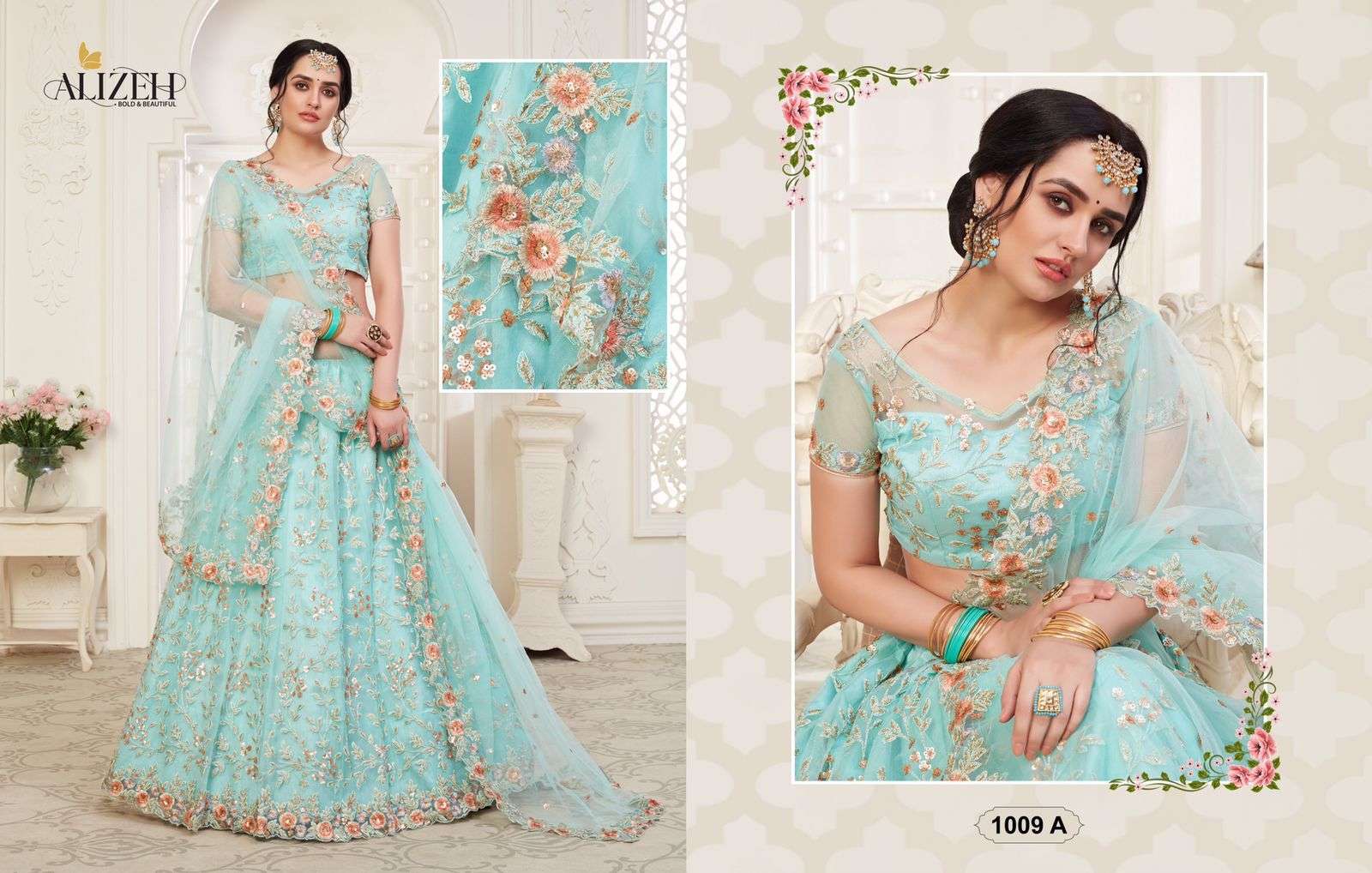 ALIZEH ENGAGEMENT COLOURS DESIGNER FANCY LEHENGA 
