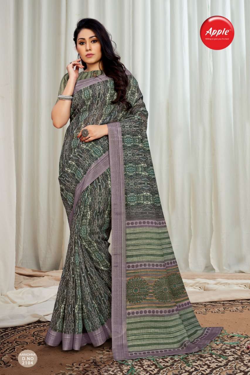 apple aaradhana vol 21 series 2101-2112 pure linen saree
