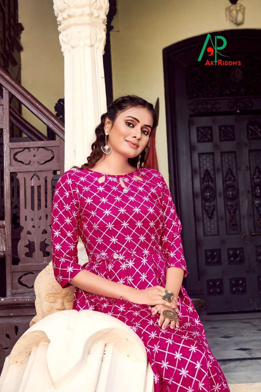 Art riddhs kali rayon mill foil print kurti