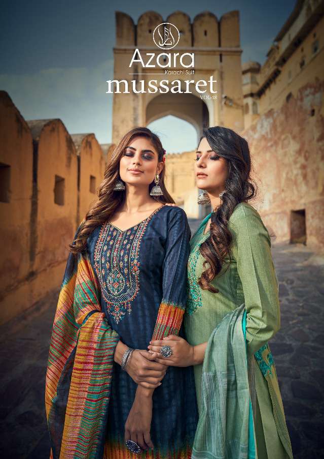 azara mussaret vol 18 series 21001-21008 pure cambric cotton suit 