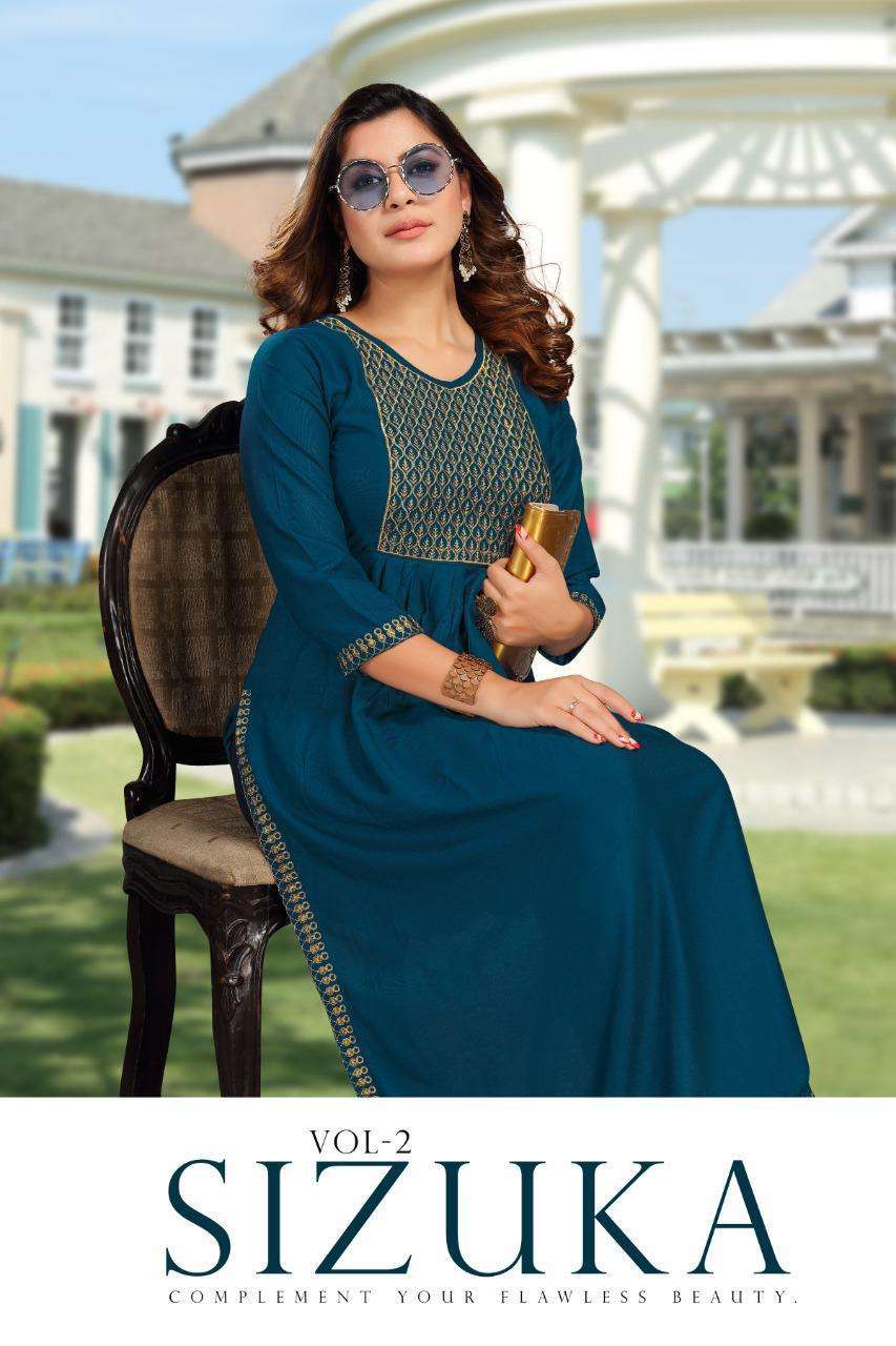 beauty queen sizuka vol-2 series 1001-1008 14 kg rayon kurti 