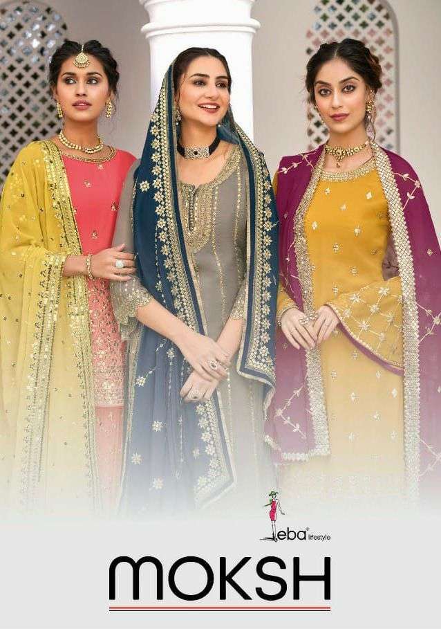 eba lifestyle moksha vol 1 series 1425-1430 faux georgette suit 