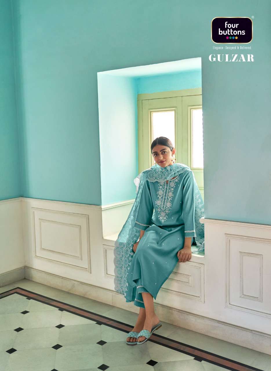 Four buttons gulzar series 1961-1966 viscose modal silk readymade suit