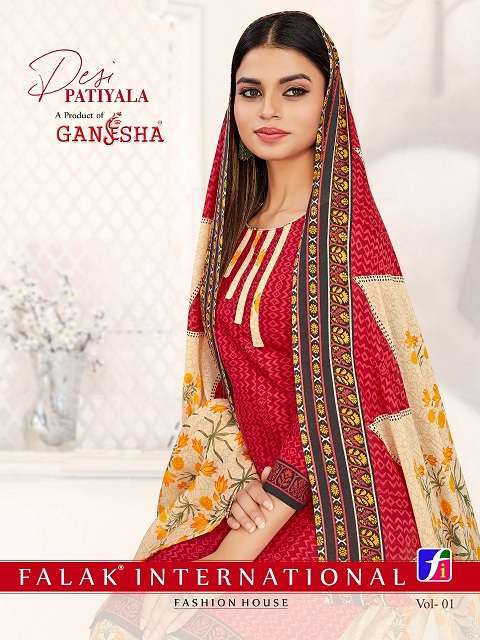 Ganesha Desi Patiyala series 1008-1019 pure cotton readymade suit