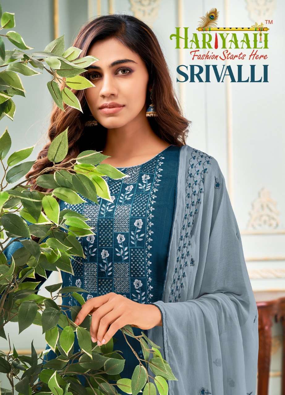hariyaali srivalli series 2205-2213 star stip viscose readymade suit 
