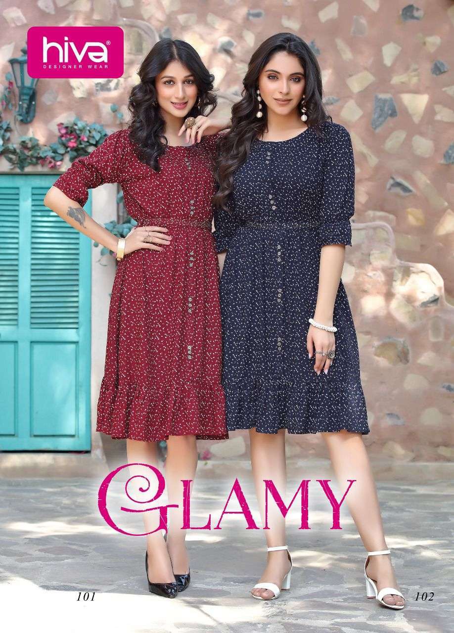 Hiva glamy series 101-106 rayon kurti 