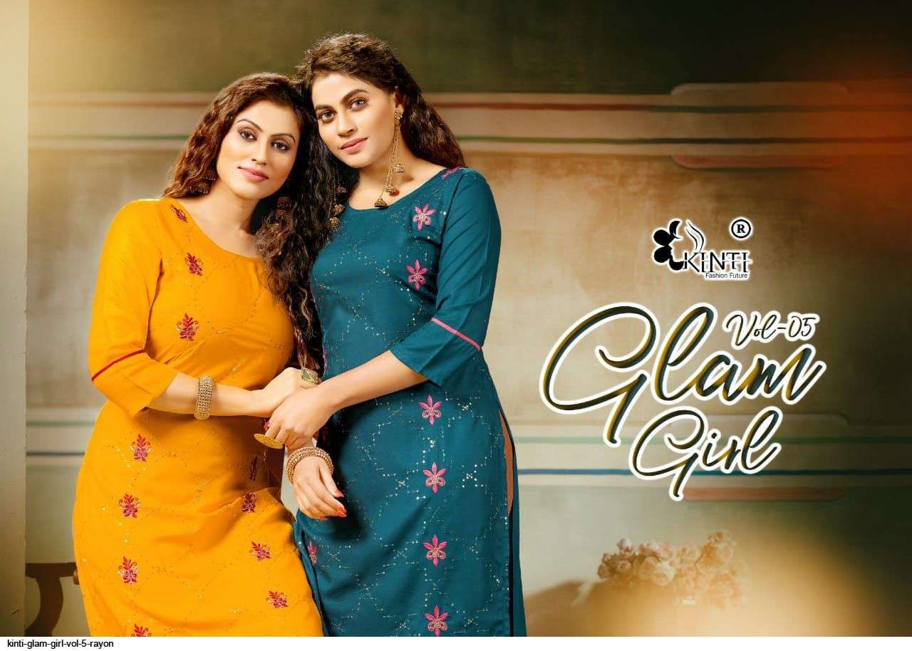 kinti glam girl vol 5 series 501-508 heavy rayon kurti 