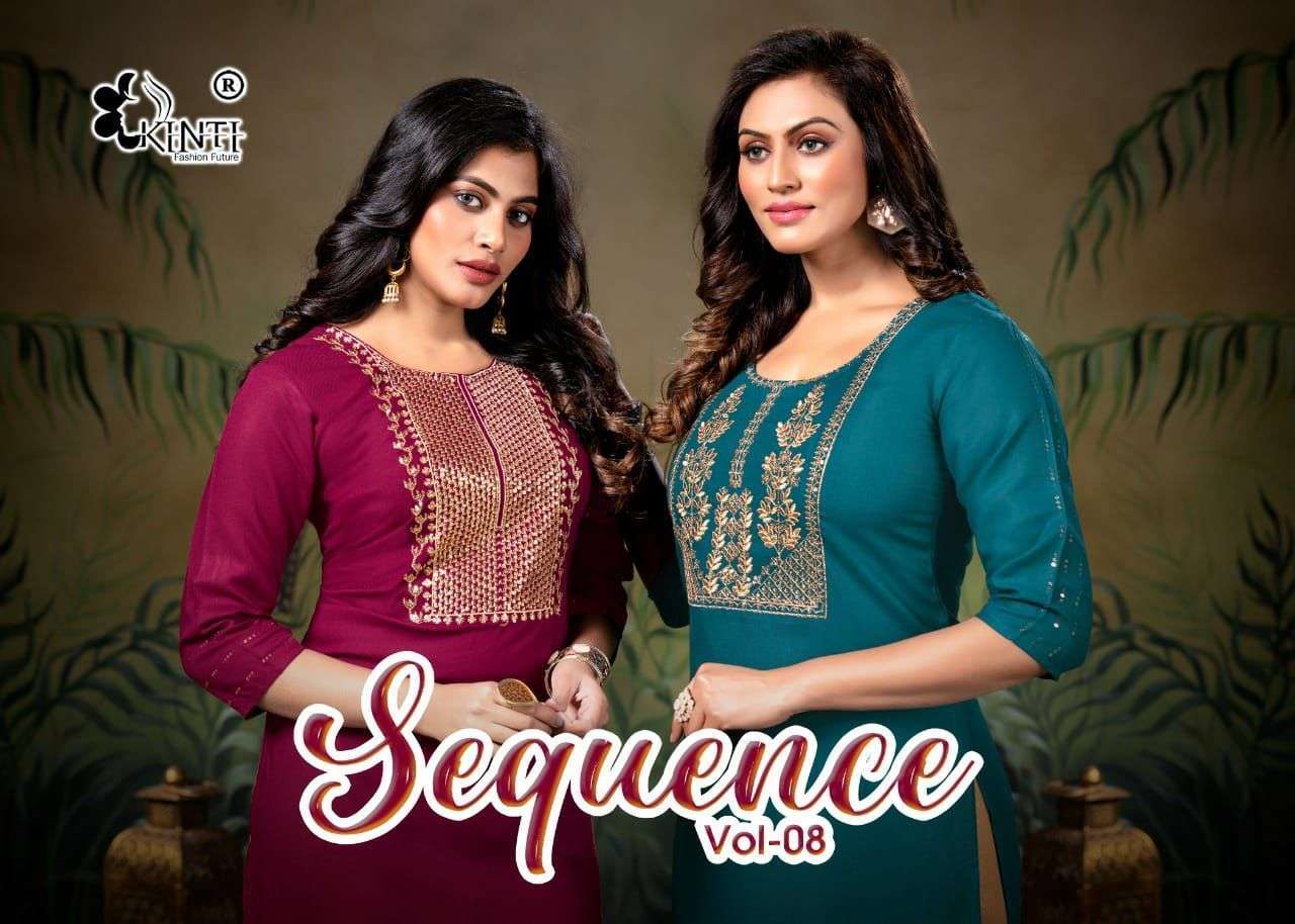 Kinti sequence vol 8 series 801-807 heavy rayon kurti